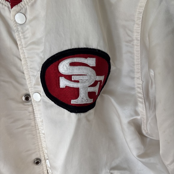 RARE Vtg 80s San Francisco 49ers STARTER Jacket L White Satin NFL Pro Line Mens - Picture 2 of 16